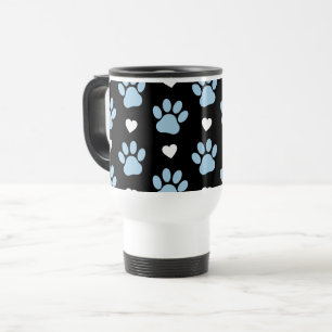 Caneca Térmica Padrão De Patas, Patas Cachorros, Patas Azuis, Cor