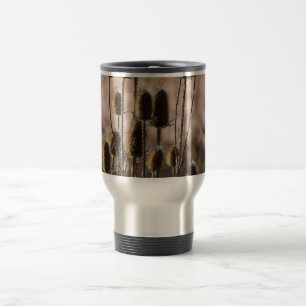 Caneca Térmica Padrão de Planta Seca de Teasel Tistle Rústico