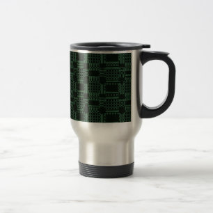 Caneca Térmica Padrão de quadrados texturizados verdes