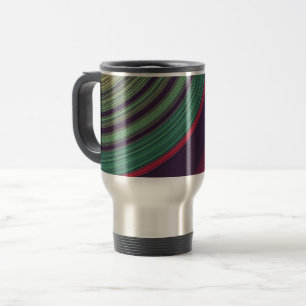 Caneca Térmica Padrão de Ranhuras de Registro Abstrato Retro Lega