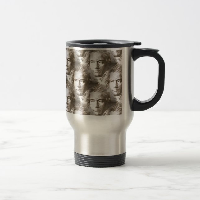 Caneca Térmica Padrão de retrato de Beethoven (Direita)