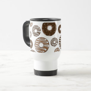 Caneca Térmica Padrão de rosquinha, Rosquinhas de chocolate, Rosq