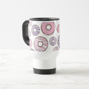 Caneca Térmica Padrão De Rosquinhas, Rosquinhas Rosa, Rosquinhas