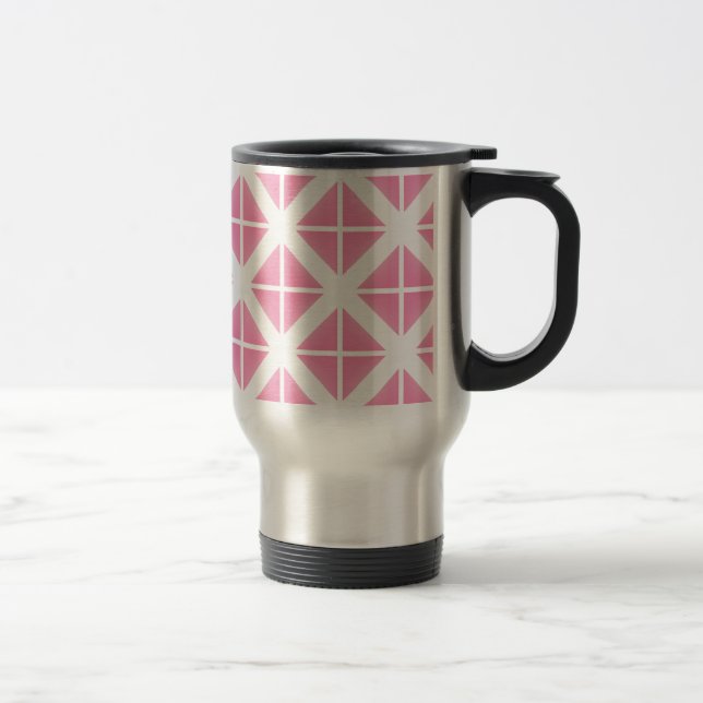 Caneca Térmica Padrão de Triângulo de Tendência Rosa (Direita)