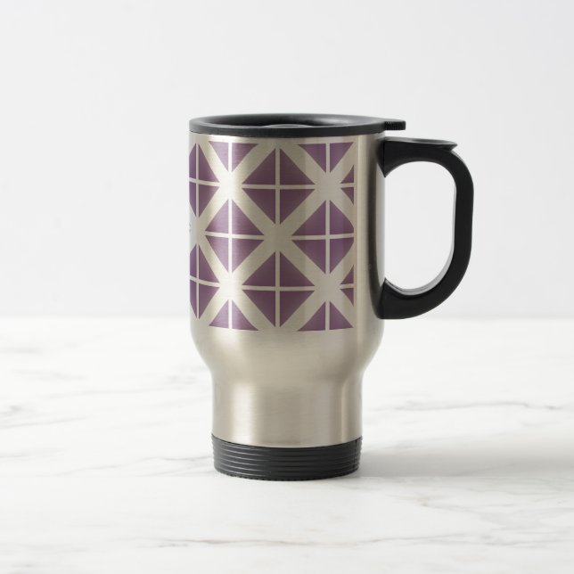 Caneca Térmica Padrão de Triângulo de Tendência Roxo (Direita)