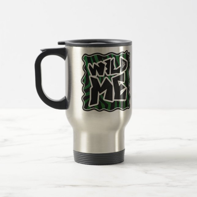 Caneca Térmica Padrão de Zebra Negra e Verde (Esquerda)