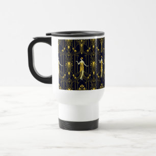 Caneca Térmica Padrão decorativo dourado e preto Gabsy