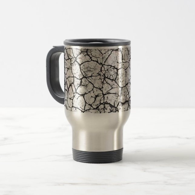 Caneca Térmica Padrão Digital de Mármore Rachado (Frente Esquerda)