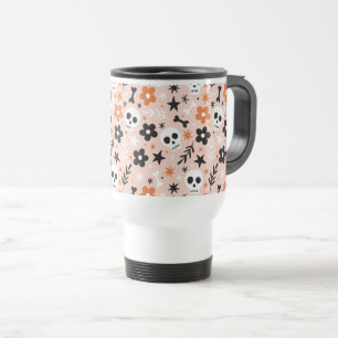Caneca Térmica Padrão do crânio da flor