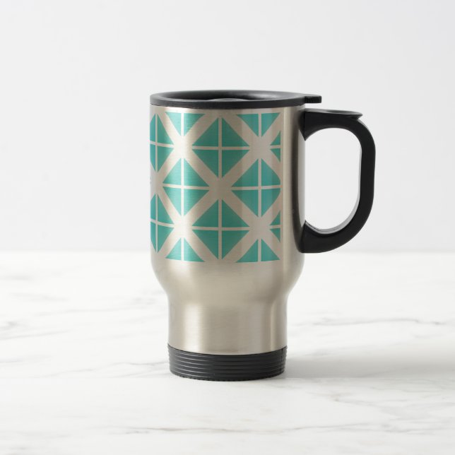 Caneca Térmica Padrão do Triângulo da Tendência Turquesa (Direita)