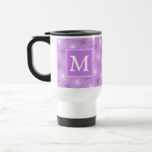 Caneca Térmica Padrão dos círculos roxos lilás monograma