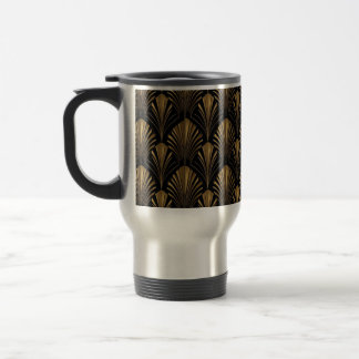 Caneca Térmica Padrão Dourado Art Déco — Geométrico Vintage Elega