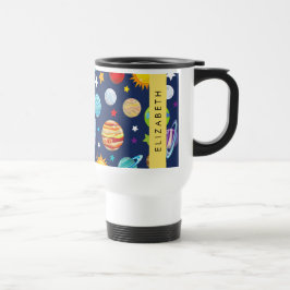Caneca Térmica Padrão Espacial, Planetas, Estrelas, Cosmos, Seu N