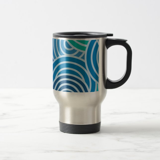 Caneca Térmica Padrão Espiral Azul Moderno (Direita)