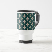 Padrão Flor de Lis, Creme Real Francês sobre Verde