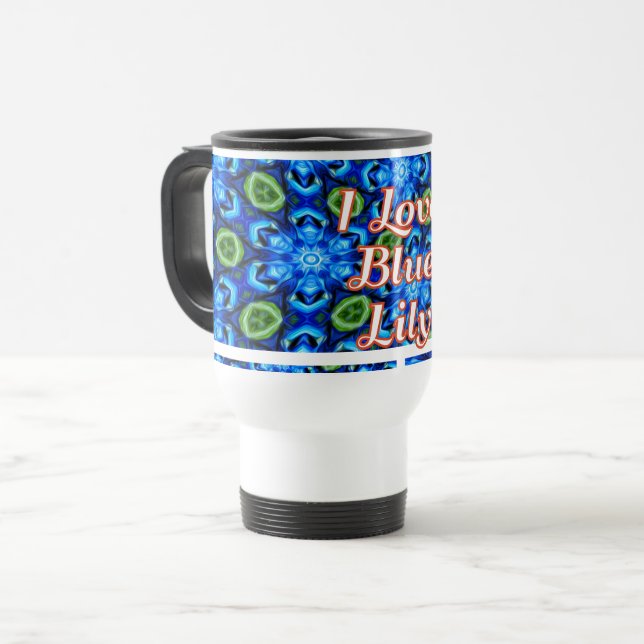 Caneca Térmica Padrão Floral abstrato Azul (Frente Esquerda)