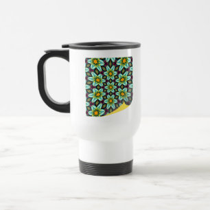 Caneca Térmica Padrão Floral das Estrelas Verdes