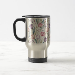 Caneca Térmica Padrão Floral das Tulipas Escandinavas