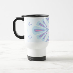 Caneca Térmica Padrão Floral Geométrico Azul Pastel