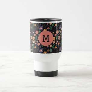 Caneca Térmica Padrão Floral Moderno e Bonito com Monograma