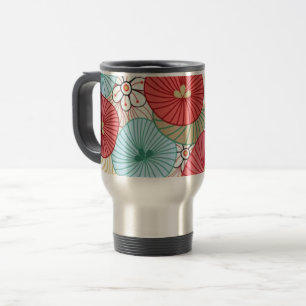 Caneca Térmica Padrão Floral Ocupado Colorido Abstrato Bonito