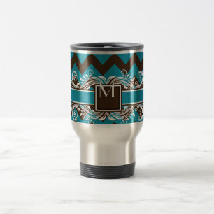 Caneca Térmica Padrão Geométrico Chevron da Trendy Monogrammed