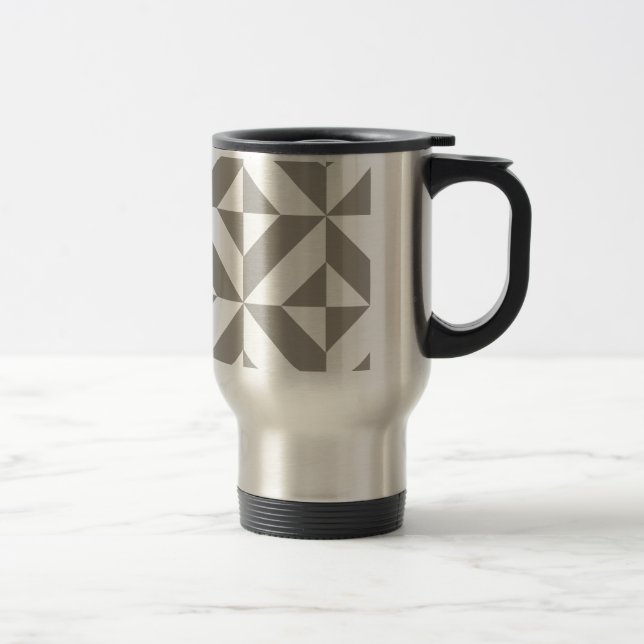 Caneca Térmica Padrão Geométrico Deco Cube da Cinza de Prata (Direita)