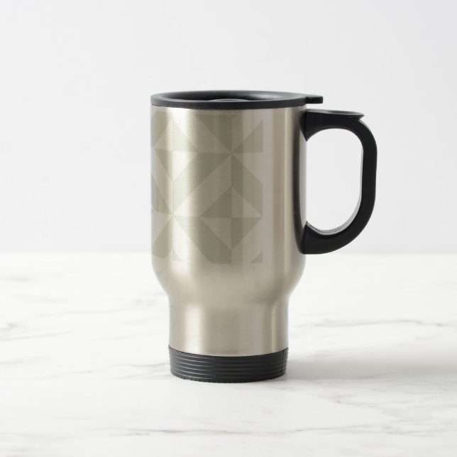 Caneca Térmica Padrão Geométrico do Deco Cubo da Cinza Pálida (Direita)