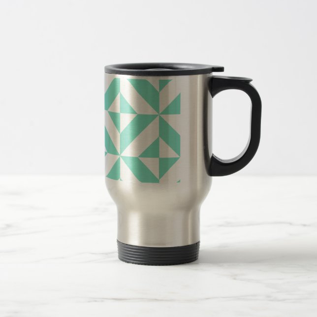 Caneca Térmica Padrão Geométrico do Deco Cubo Seafoam Green (Direita)