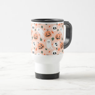 Caneca Térmica Padrão Ghost e Jack-O-Lanterna Bonito