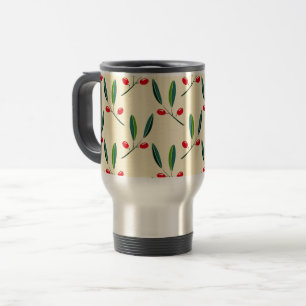 Caneca Térmica Padrão Moderno de Frutas Vermelhas Ilustradas