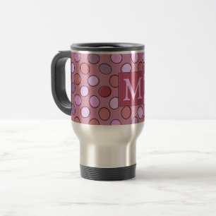 Caneca Térmica Padrão Monograma Rosa Manchas Fofas