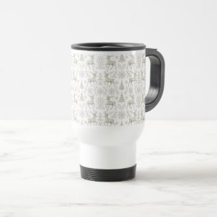 Caneca Térmica Padrão natalino rústico moderno Prata/Branco