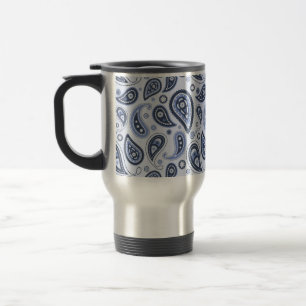 Caneca Térmica Padrão Paisley Azul