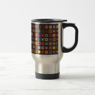 Caneca Térmica Padrão Quadrado Colorido Castanho