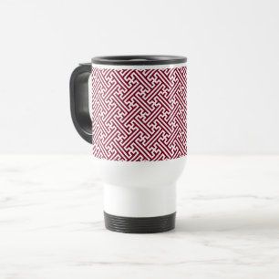 Caneca Térmica Padrão Sayagata, Japonês, Borgonha e Branco