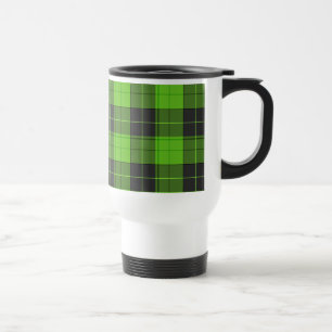 Caneca Térmica Padrão simples de tartan em verde escuro
