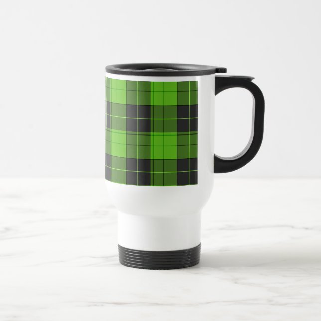 Caneca Térmica Padrão simples de tartan em verde escuro (Direita)