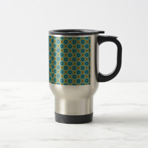 Caneca Térmica Padrão Verde Azul Flor