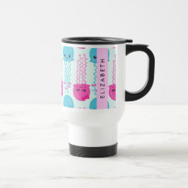 Caneca Térmica Padrões de águas-vivas, águas-vivas doces, mar, se