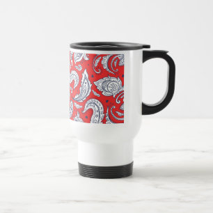 Caneca Térmica Padrões de flores vintage vermelhas fofas