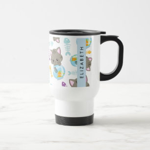 Caneca Térmica Padrões De Gatos, Gatos Frescos, Gatinhos, Seu Nom