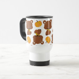 Caneca Térmica Padrões De Ursos, Ursos Bonitos, Queda, Abóboras