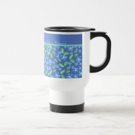 Caneca Térmica Padrões Florais Ditsy De Travões Azuis Personaliza