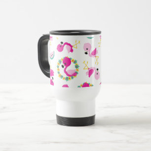 Caneca Térmica Padrões Tropicais, Flamingos, Melancias, Flores