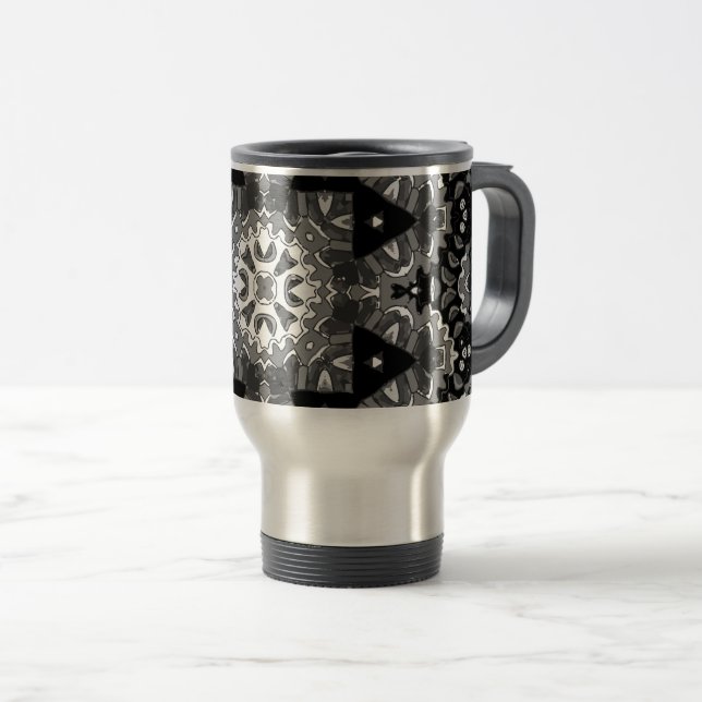 Caneca Térmica página de cores de calmação de mandala (Frente Esquerda)
