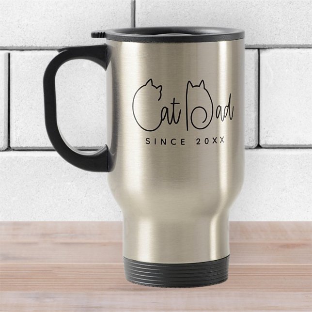 Caneca Térmica Pai Cat Desde 20XX Moderno Simples diversão (Criador carregado)