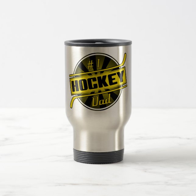 Caneca Térmica pai de hóquei nº 1 (preto/ouro) (Centro)