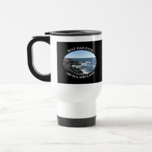 Caneca Térmica Pai de melhor mar e terra no oceano Atlântico Azu