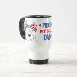 Caneca Térmica Pai Pitbull Patriótico Bandeira Americana Cachorro